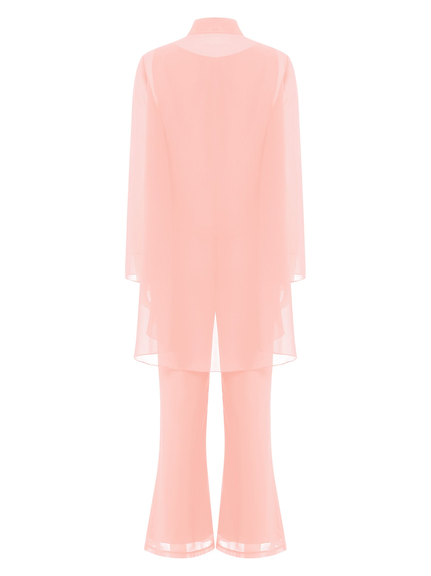 Zay Women Wedding Cocktail Party Outfit 3 Pieces Chiffon Shawl Cardigan Tank Top Pants Set Evening Gowns Dress Suit Formal Outfit