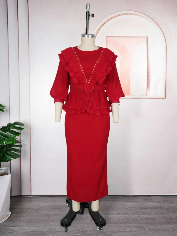 Maxy Elegant plus Size Long Dress Autumn Fashion Turkey Wedding Party Evening Gown for Ladies Women's Clothing