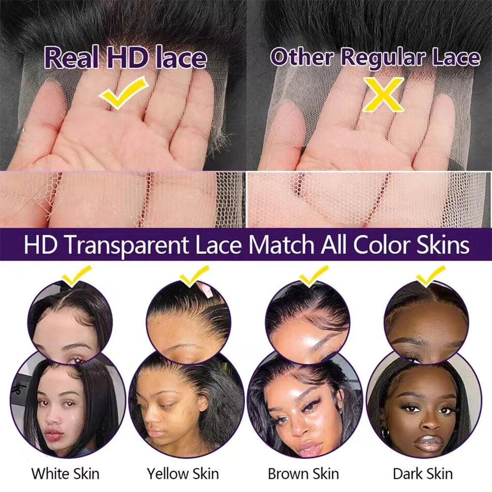 Maxy 40 46 Inch Natural Color 13x4 13x6 Full Frontal Body Wave 360 HD Transparent Lace 7x6 Glueless Human Hair Pre plucked Long Wigs
