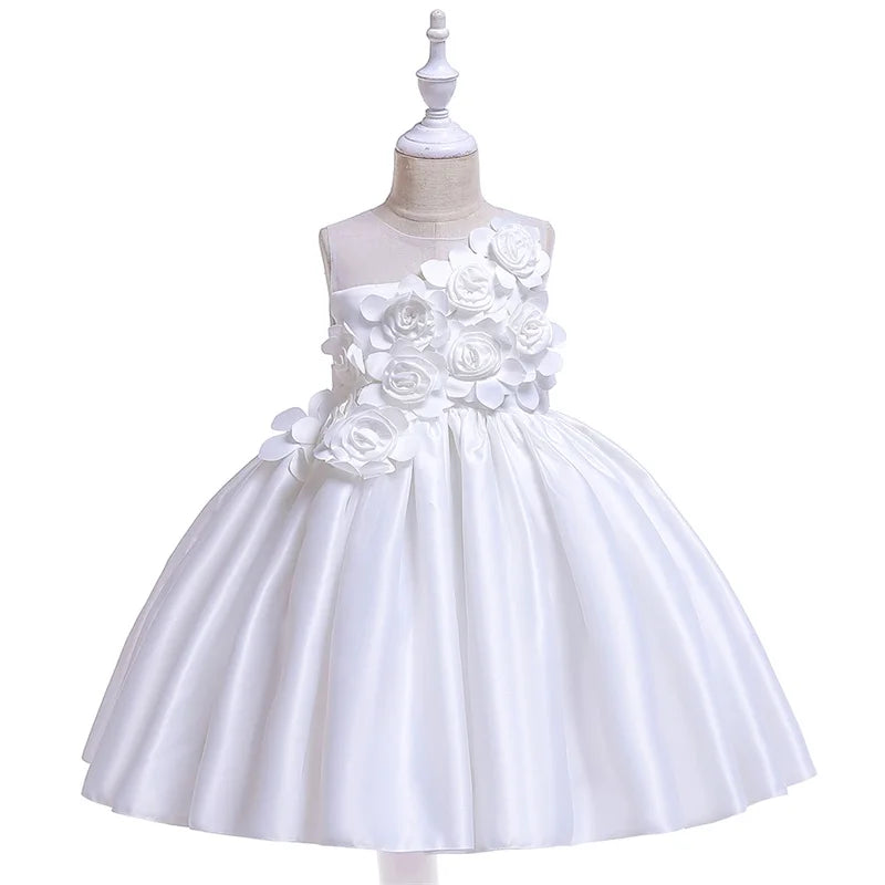 Maxy Elegant Party Flower Girls Dress Evening Costume Bow Wedding Princess Dresses Girl Summer Birthday Bridesmaid Prom Gown Vestido