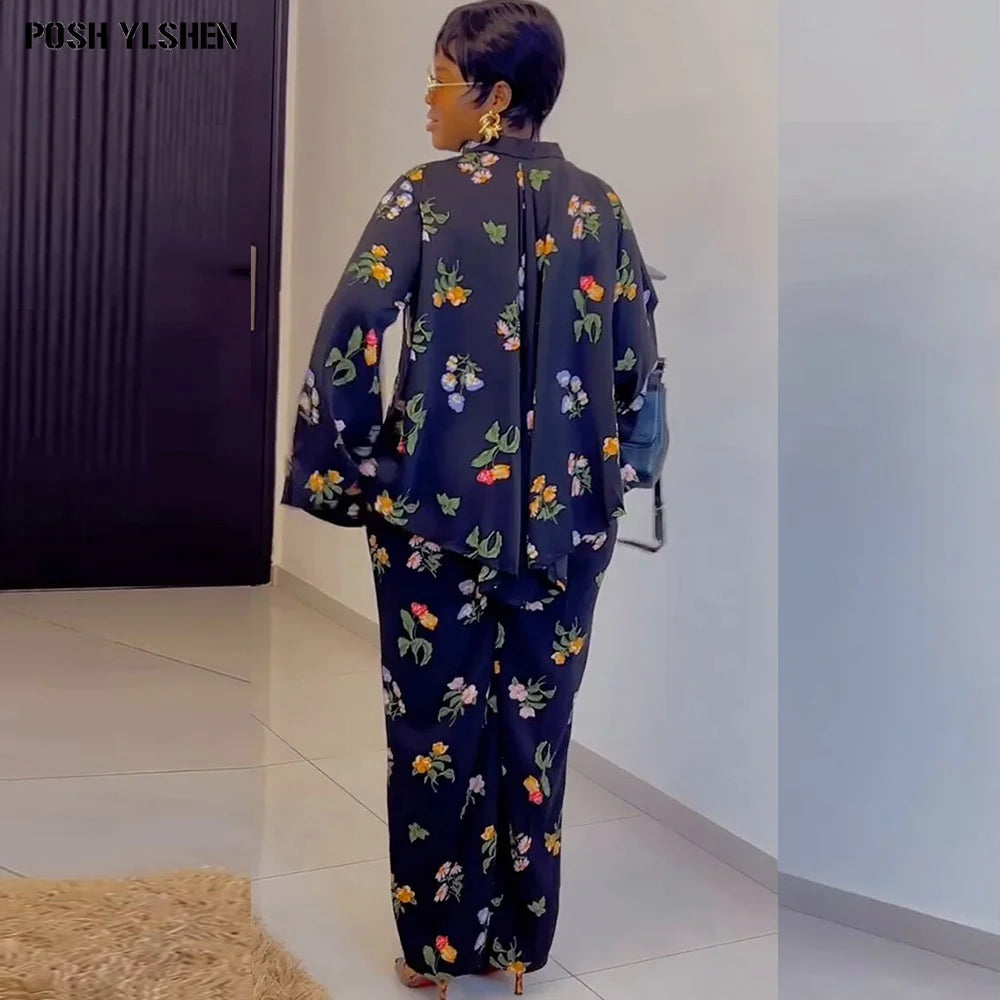 Maxy Two 2 Piece Pant Sets Women Outfit Summer Clothes African Dresses for Women New in Matching Set Sexys Dames Africa Clothing