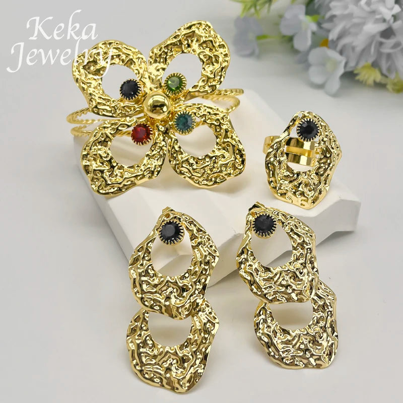 Maxy Fashion Gold Plated Jewelry Set Women Classics Delicacy Dubai Necklace Earrings Ring Ethiopia Women Wedding Party Accessories