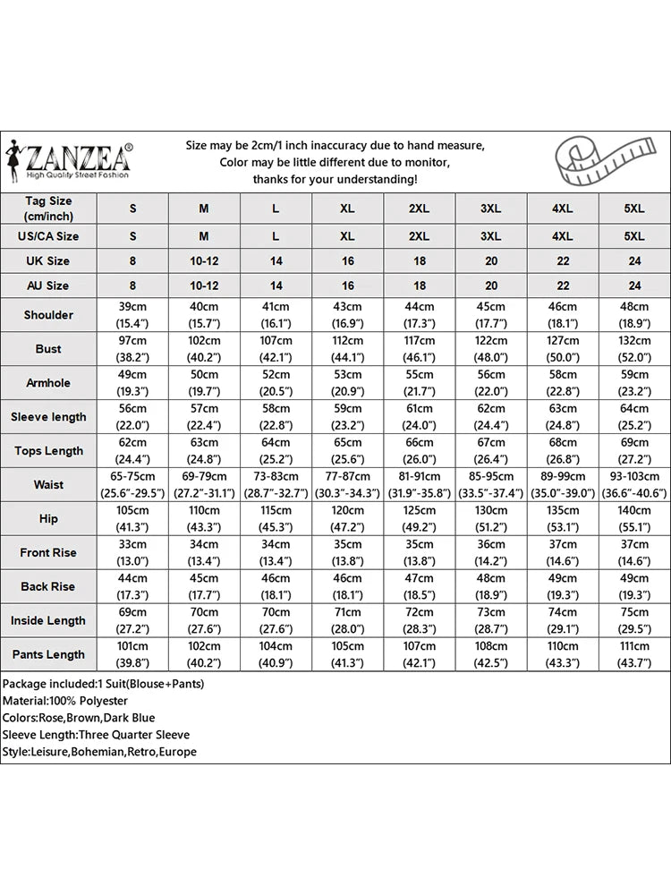 Zay Fashion Autumn Floral Printed Blouse Pants Suits Bohemian Holiday Trousers Sets Tracksuit Two Piece Sets Womens Outfits