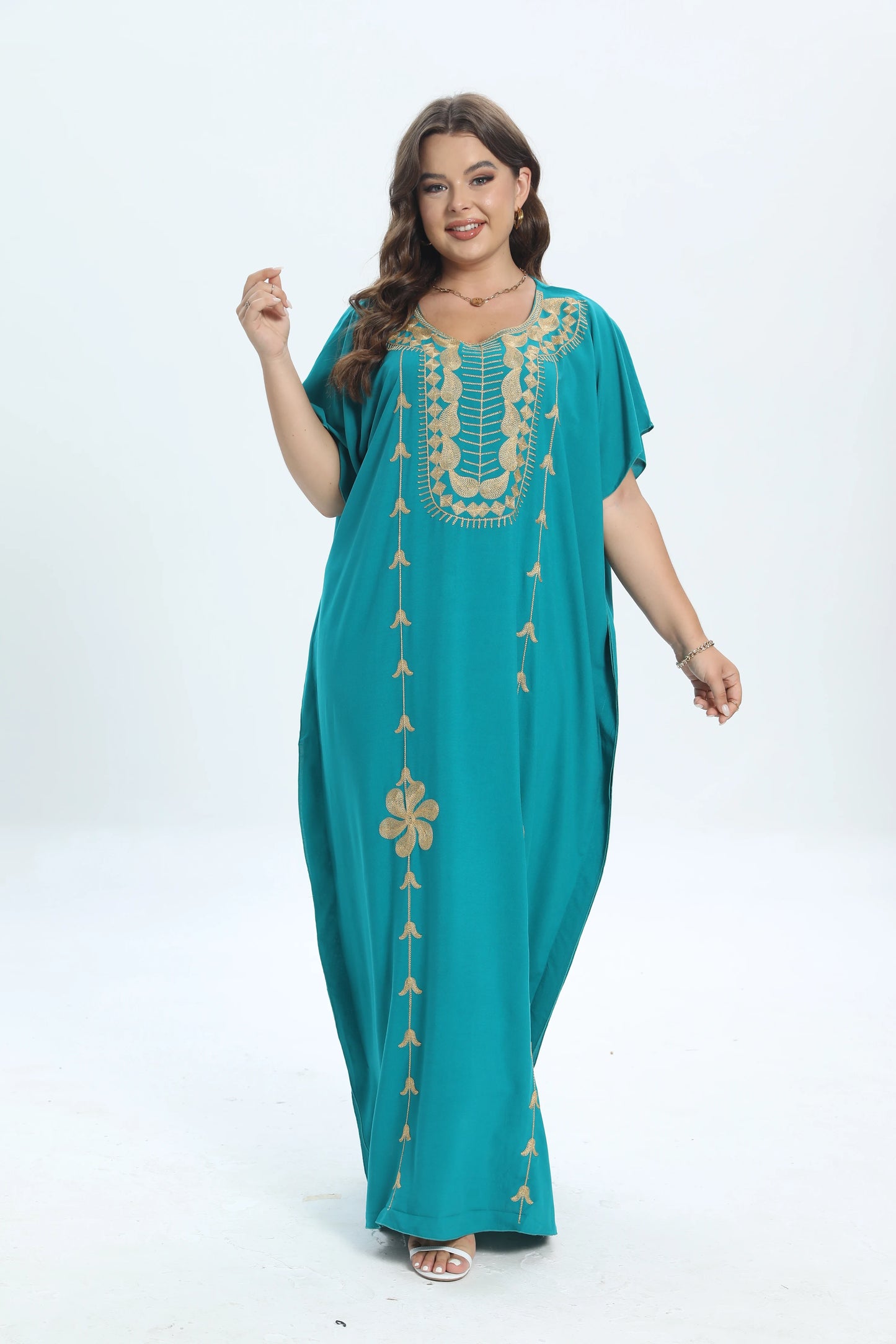 Maxy African Plus Size Dashiki Cotton Traditional Dress Abaya For Womens Moroccan Loose For Women's Kaftan Short Sleeve Cover up