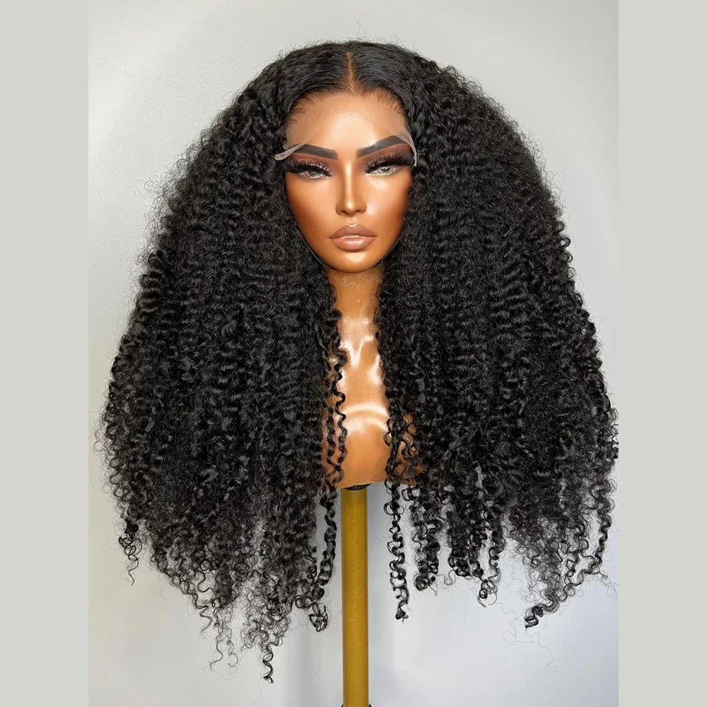 Maxy Synthetic Hair Lace Front Wig Black Kinky Curly Pre plucked Soft 26Inch Long Glueless For Women Babyhair Heat Resistant Daily