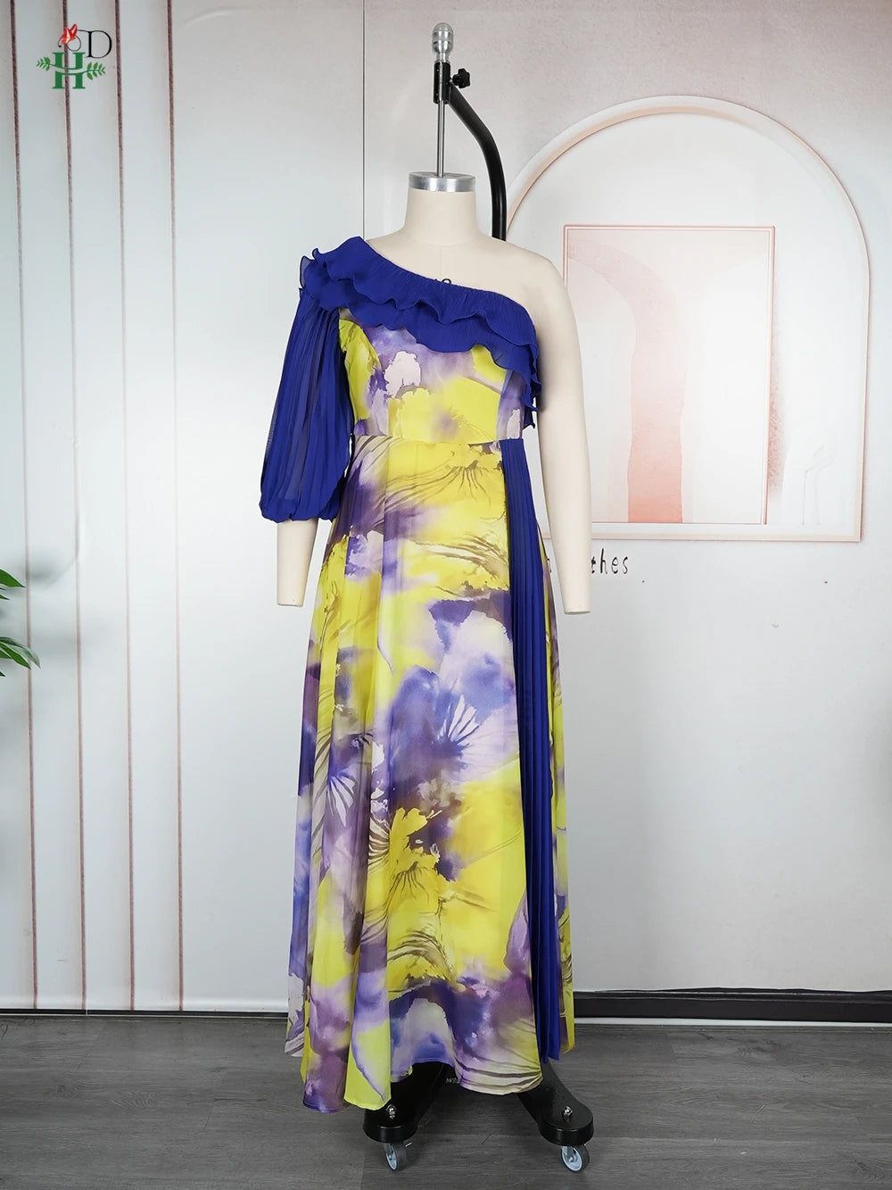 Amay Summer Flounce Maxy Dresses Women's Clothes Evening Party Wedding Dress Plus Size Luxury One-shoulder Dress