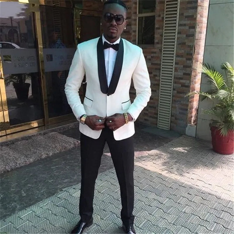 Terno Masculino Wedding Suits for Men Tuxedos White Groom Wear Tailor Suits High Quality Fit Slim Party Business Suite 2-piece