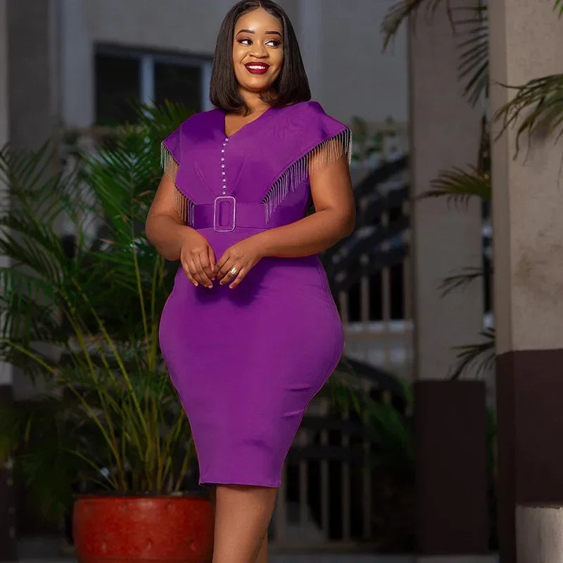 Amay Elegant Dresses for Women Plus Size Turkey Wedding Party Dress Dashiki Ankara Office Lady Outfits Robe Africa Clothing