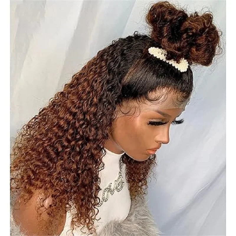 Maxy Glueless 26inch Soft Ombre blonde Long 180% Density Kinky Curly Lace Front Wig For Black Women Babyhair Preplucked Daily Cosplay