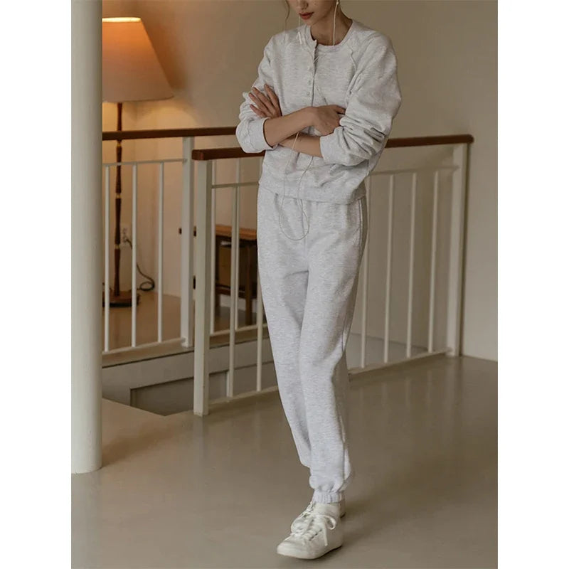 Maxy Casual Cotton Two Piece Sets Women's Outfits Long Sleeve Hoodie +Sweatpants Set Trousers Suit Jogger Tracksuit Ensemble Femme