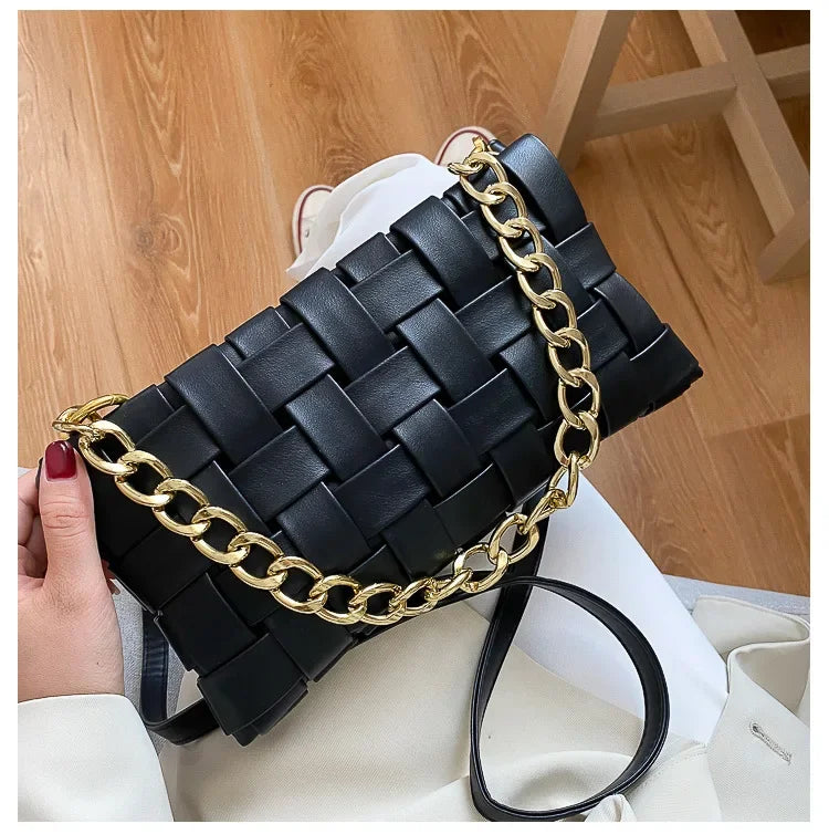 Maxy New Trend Wild Metallic Braid Women Ladies Design Messenger Small Square Bag Luxury Handbag