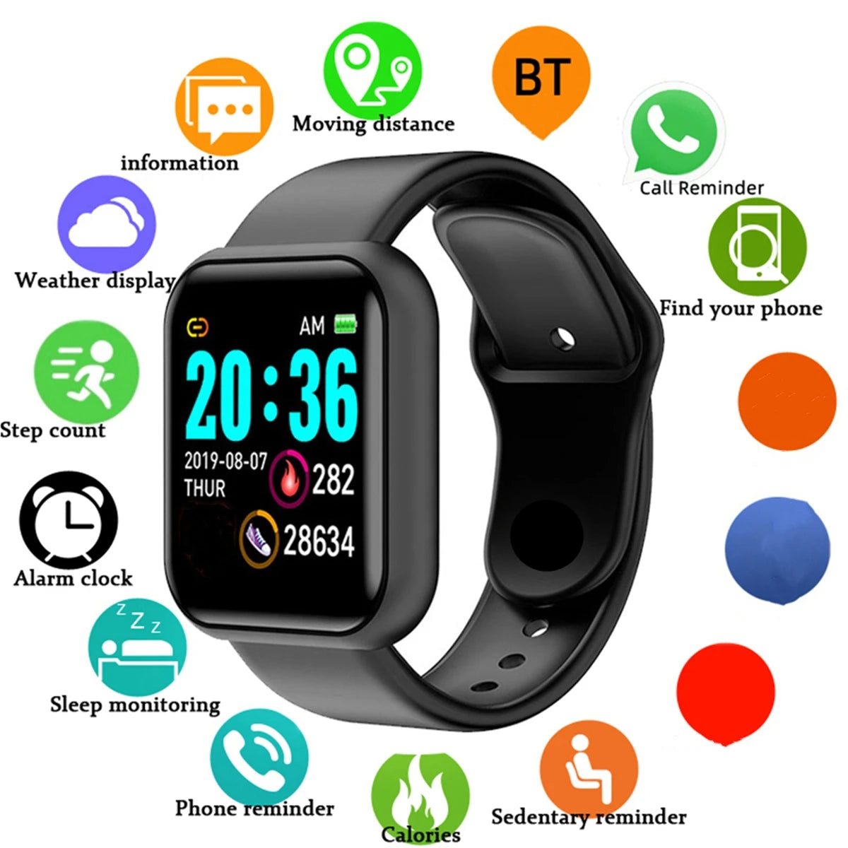 Maxy Smartwatch Men Women Wristwatches Smart Watch Message Fitness Monitor Bracelet Birthday Gift Electronic Clock For Android IOS