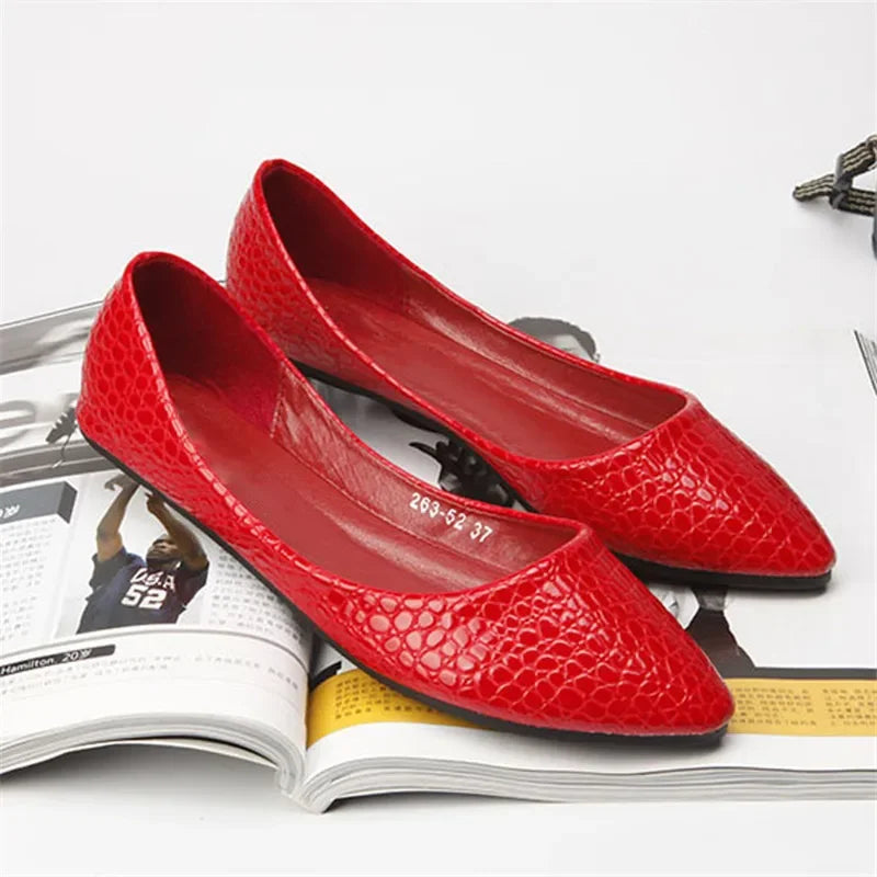 Amay Women plus size shoes 46 red, black pointed toe flats soft slip-on new arrival american and european style
