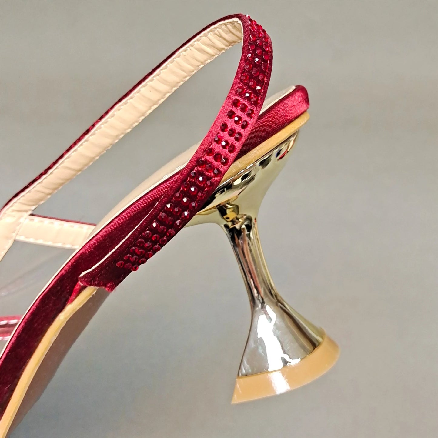 Maxy Design Wine Full Flash Drill Pointed Women's Shoes Exquisite Party Women's Shoes and Bag Set in Wine Color