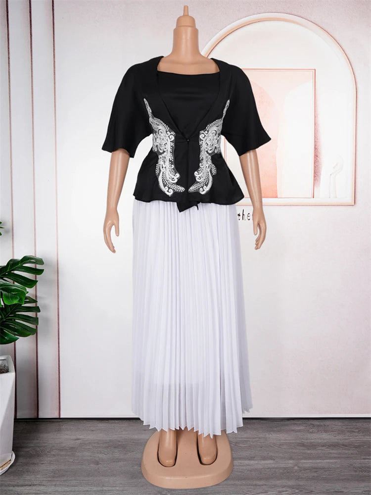 Maxy Tops Skirt Suit Elegant Women 3 PCS Set Clothing Plus Size Chiffon Dress Dubai Turkey Party Gowns