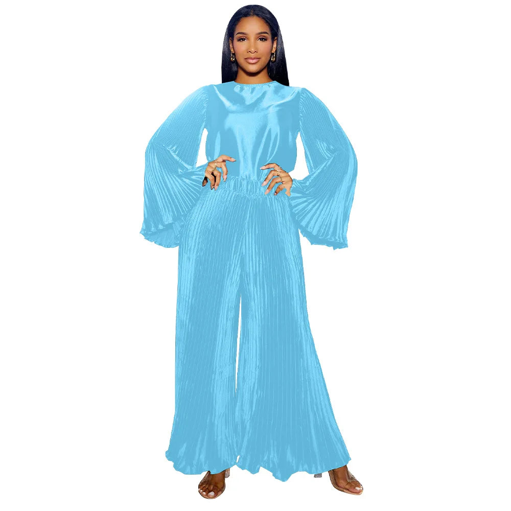 Maxy 2 Piece Pants Sets Women African Muslim New Matching Sets Solid Color Two Pieces Sets Top Pants Suits Outfits Clothing