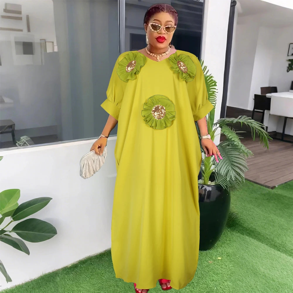 Amay Dresses for Women Plus Size Clothes Dashiki Ankara Sequin Outfit Gown Kaftan Muslim Wedding Party Long Maxy Dress