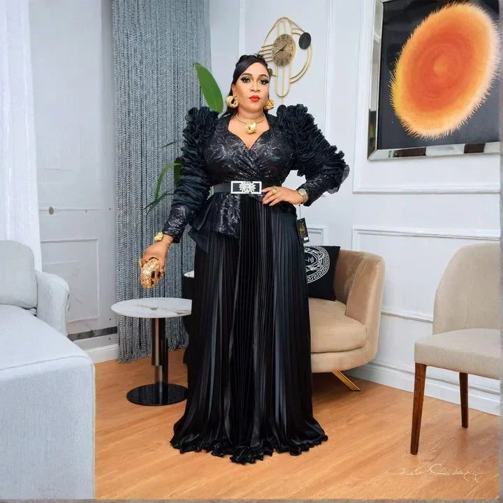 Maxy Elegant African Dresses for Women Wedding Evening Party Gown Sequins Ankara Dashiki Africa Clothing Turkey Kaftan Dubai Abayas