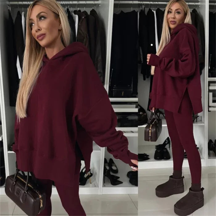 Maxy Women 2 Piece Set Hoddies Tracksuit Hooded Top & Pants Set Sweatshirts Suit Trouser Outfits Spring Jogging Sport Y2k Streetwear