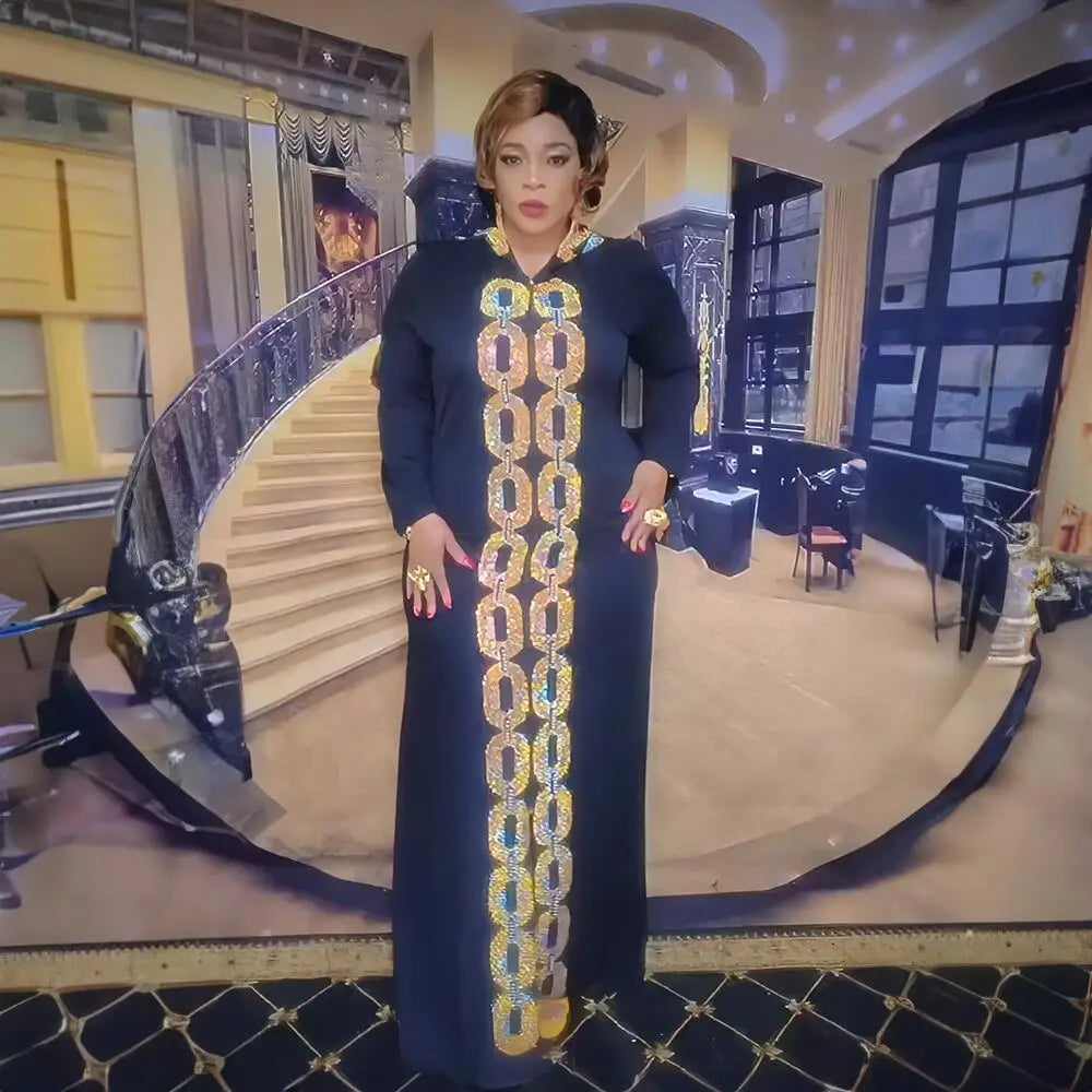 Maxy New Product women's clothing from turkey rhinestone abaya dubai luxury hooded Long dresses