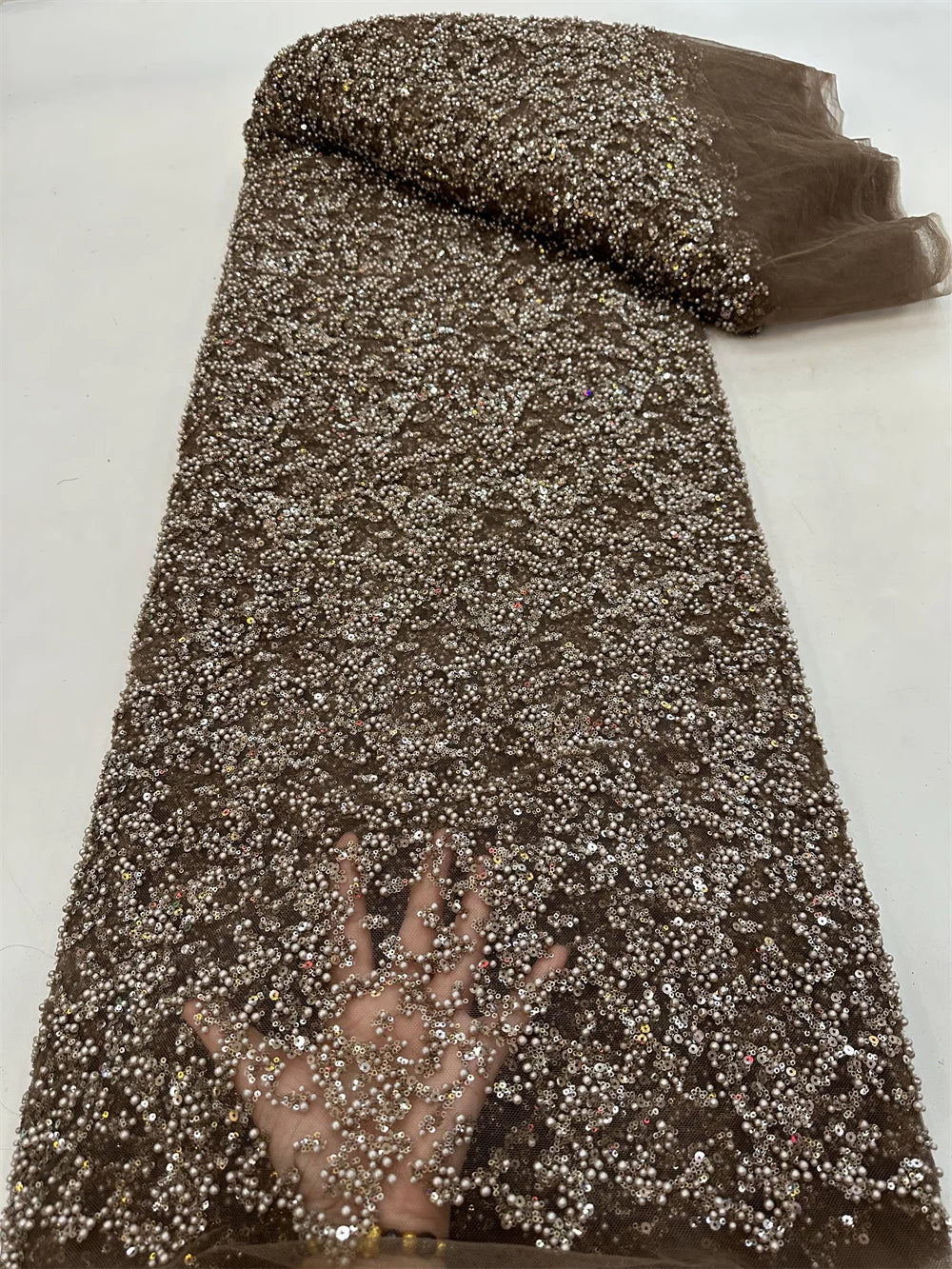 Maxy Fashion African Lace Fabric High Quality French Beaded Luxury Tulle Lace Nigerian Sequins Net Lace Fabric For Wedding Dress