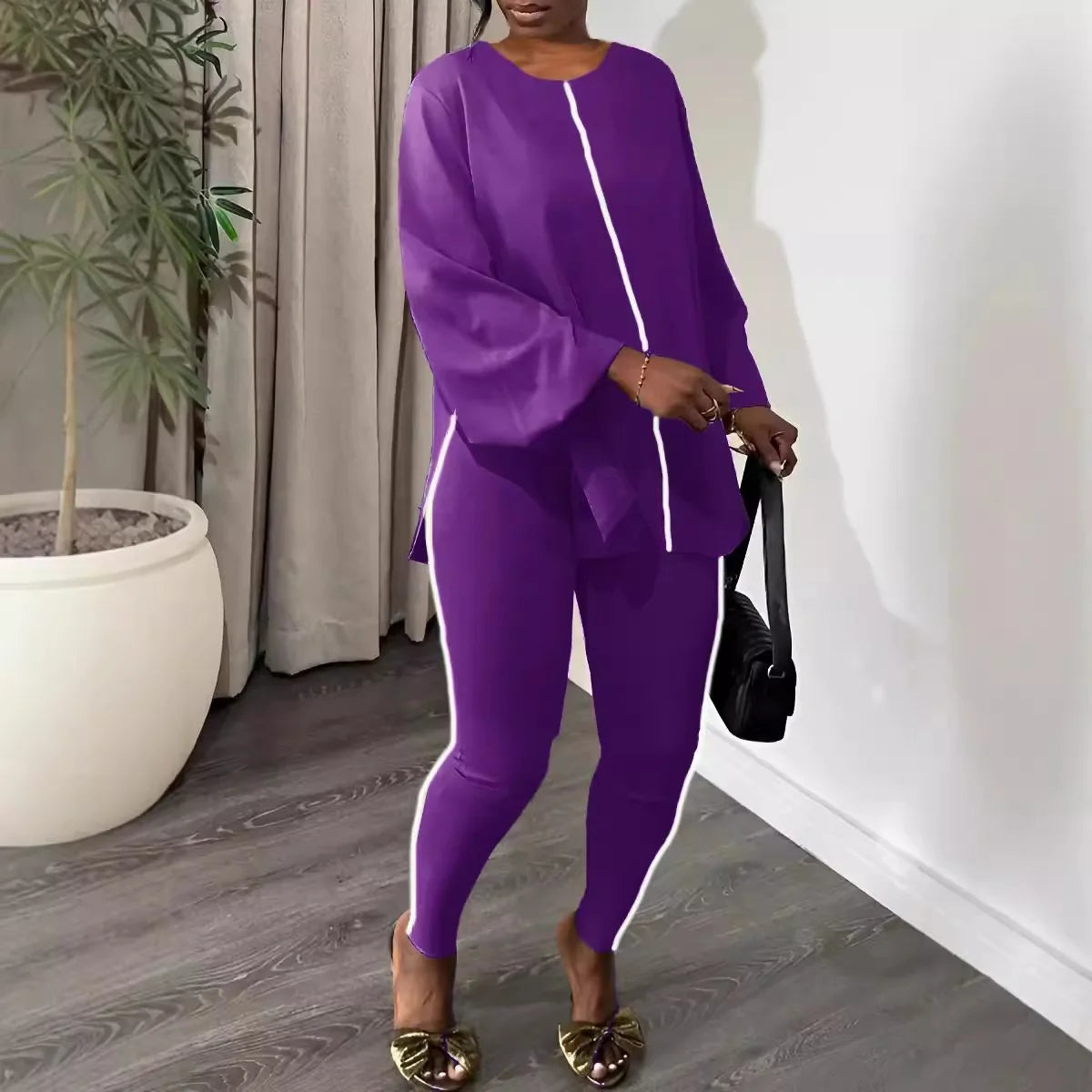 Amay 2 Piece Women Set Dashiki African Clothes Summer Autumn New Fashion Long Sleeve Top And Pants Suit Party Lady Matching Sets