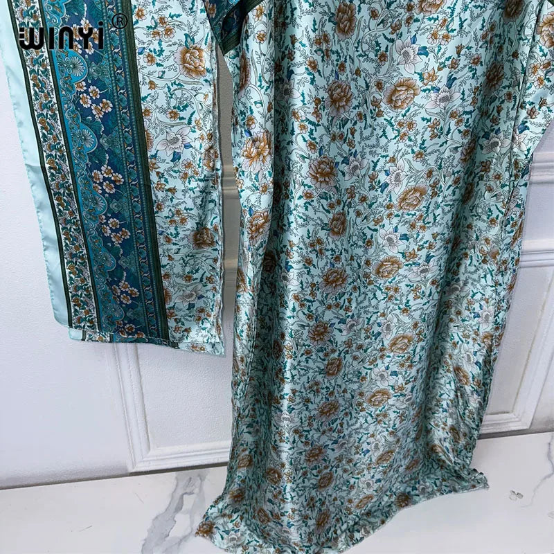 Maxy women Muslim dress African Dubai abaya Crew Neck print Kaftan Dress, Elegant Maxy Dress,beach outfits women