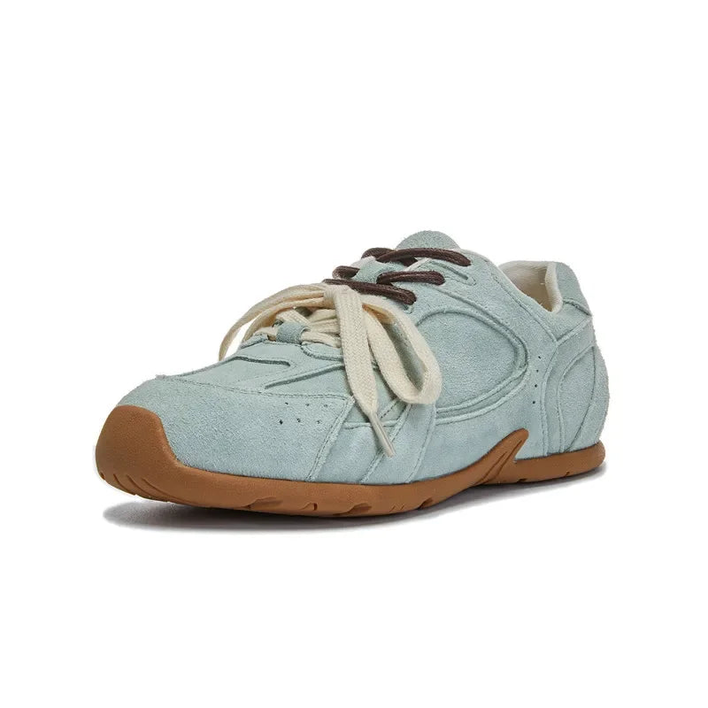 Maxy Autumn Women Genuine Leather Casual Sport Shoes Girl Flat Shoes Comfortable Lace-up Sneaker