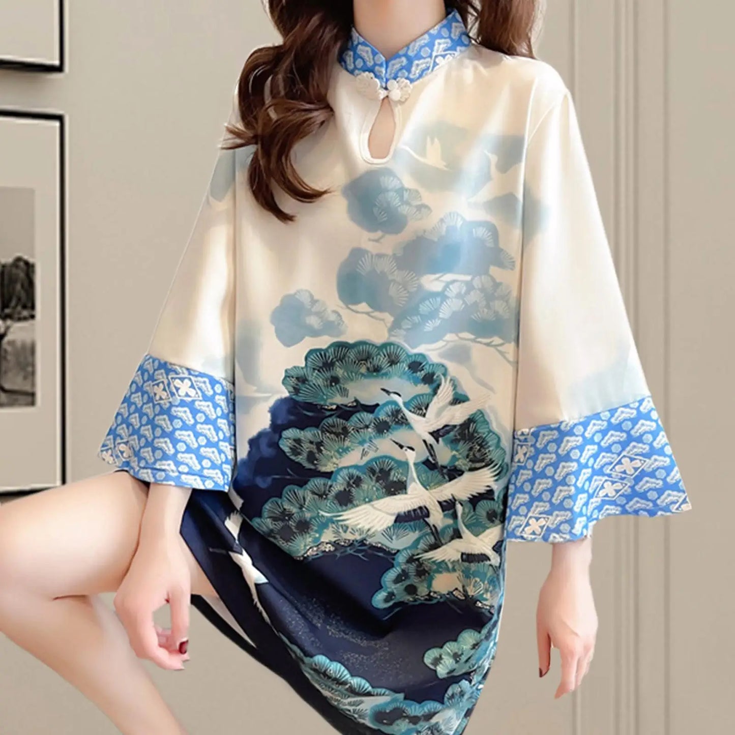Maxy Women Dress Fashion Traditional Loose Fit Lady Chinese Qipao Dress for Birthday Gift Shopping Anniversary Party Dating