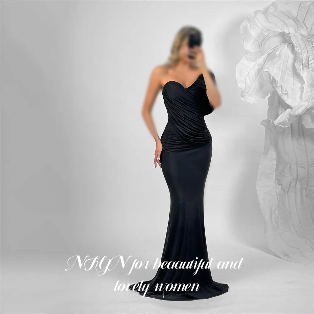 NFYN Pink Chic Evening Dresses One Shoulder Prom Dresses Trumpet Party Formal Gown with Ruched robe de bal for Woman Customized