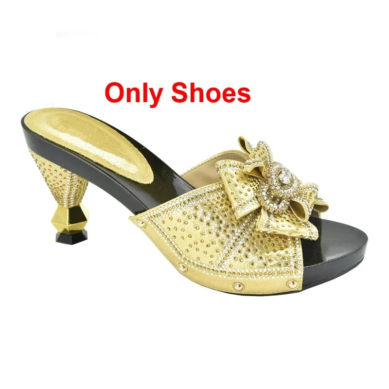 Maxy New Shoes with Matching Bag Set Decorated with Appliques African Shoes and Bags Matching Set Elegant Italian Women Pumps