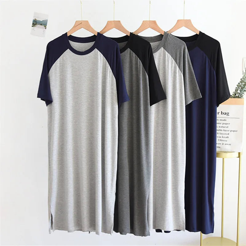 L-5XL Spring Summer Nightgown Women's Sleepwear Pajamas Short Sleeve Long Night Dress Modal Cotton Plus Size Sleep Shirts