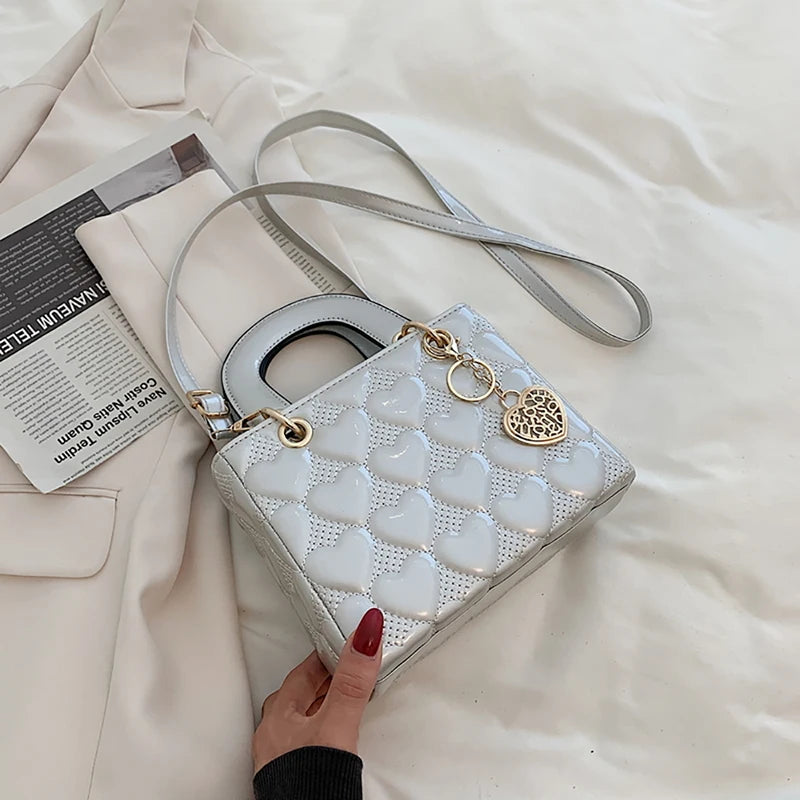 Maxy Red Love Patent Leather Bright Surface Handbag High-end Design Sense Wedding Bag Women's New Fashion All-matching Crossbody Bag