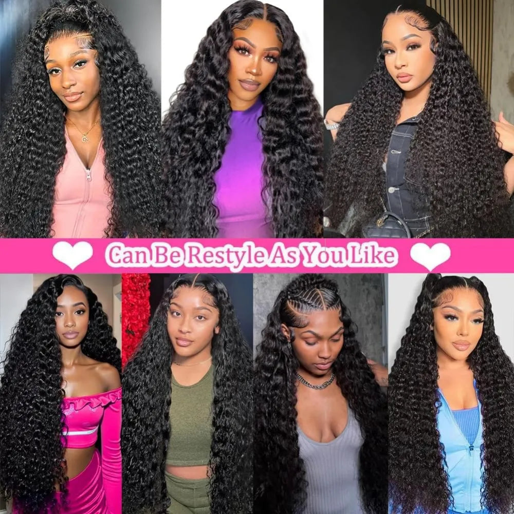 Maxy Natural Deep Wave Long Curly Jet Black Human Hair Wig 13x4 13x6 HD Lace Frontal 7x6 Lace Front Max-lace Hair Wigs For Women