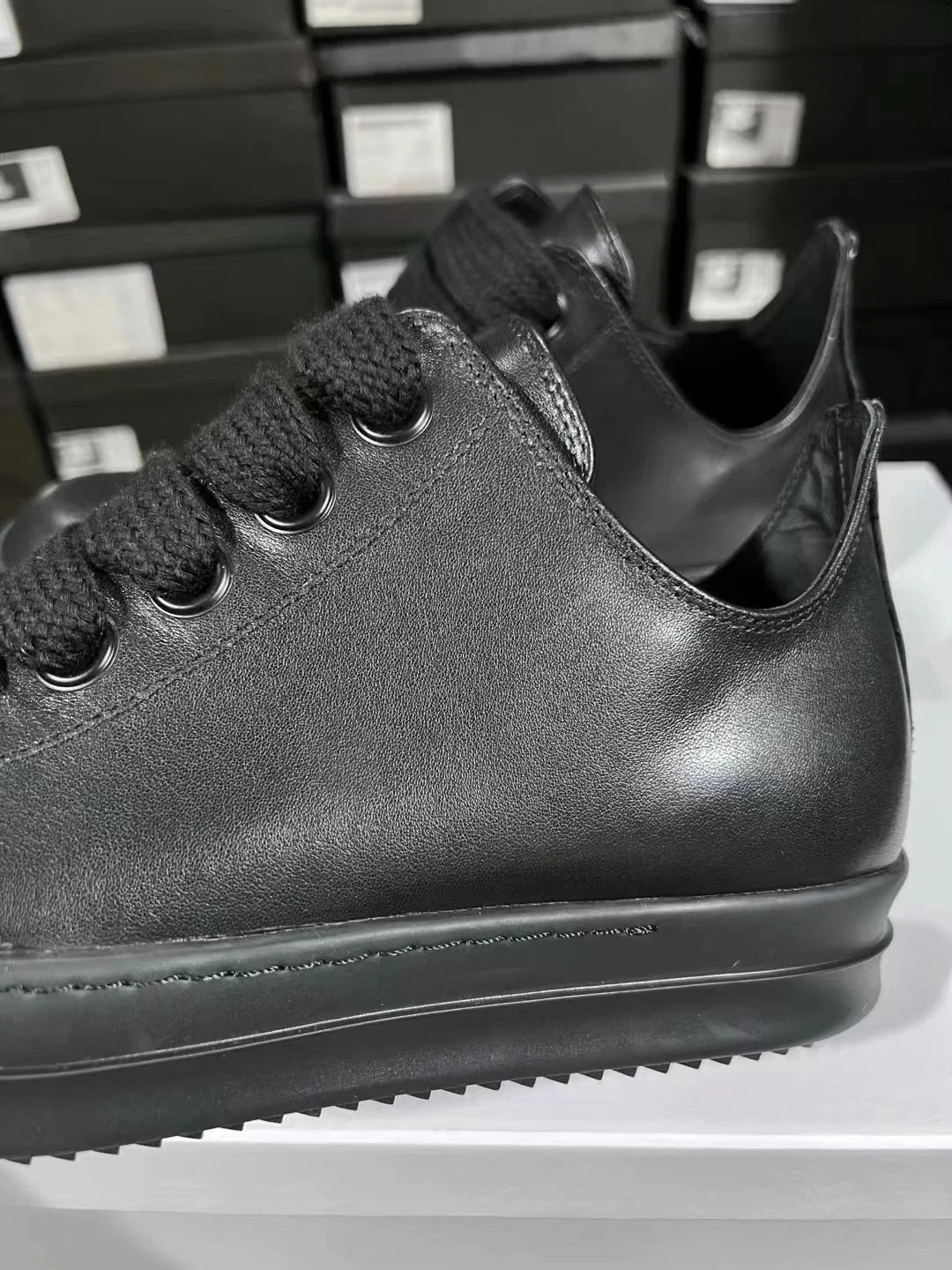 Visco Ricks Genious Fullback Leather Jumbo Lace Low Top Owens Quality Men Shoe Women Sneaker Casual Lace Up Owens Design boots & Shoes