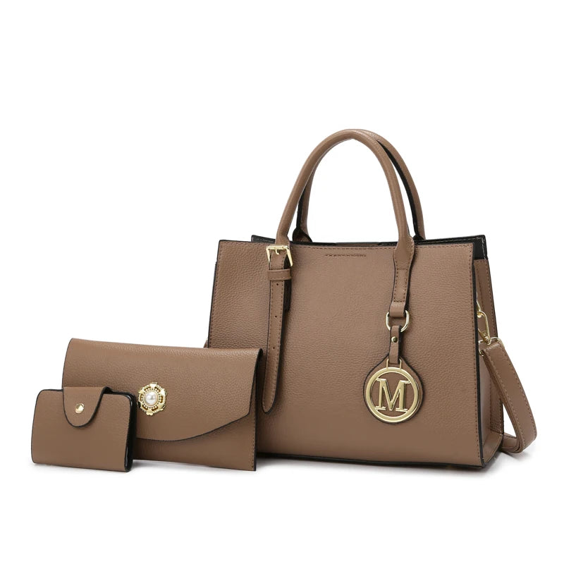 Maxy 3 Piece Or 1 Set Casual Tote Vintage Ladies Handbag PU Leather Luxury Handbags Women Designer Bags for Women Sac A Main Femme