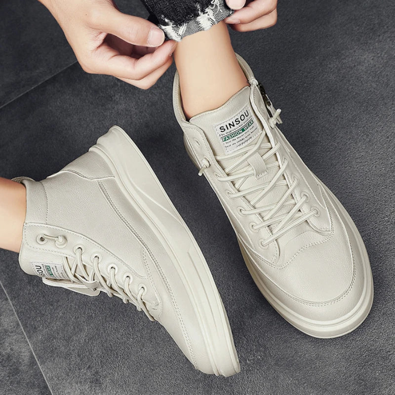 Amay Leather Men's Boots Outdoor Comfor Sneakers Shoes Man Platform Warm Fur Ankle Short Lace Up Boots Fashion Casual Work Shoes Man
