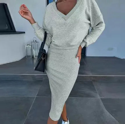Maxy Women's Set Fashion New Autumn Winter Knit High Street Women Vest Skirt V-neck Sweater Two 2 Piece Set Outfit Tracksuit