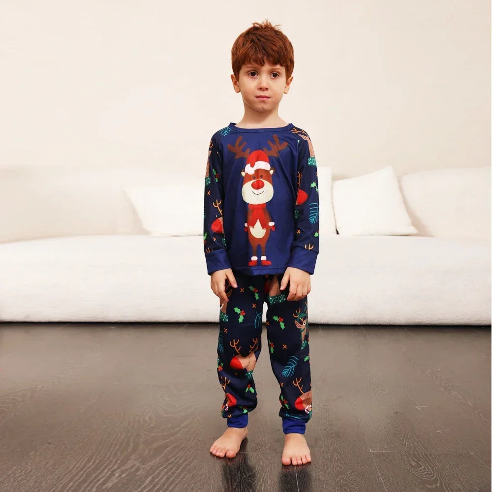 Merry Christmas Family Matching Outfits Cartoon Print 2 Pieces Suit Homewear Soft Warm Pajamas Set for Baby Boys Girls Xmas Look