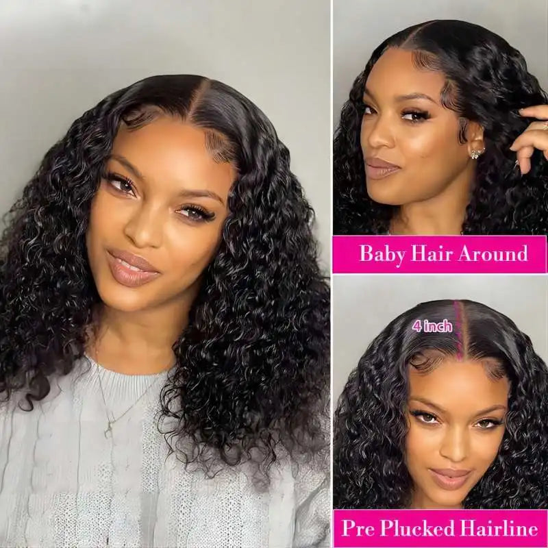 Maxy 8 16 inch Short Curly Bob Wigs Human Hair Deep Wave 13x4 Lace Front Wig 180 Density 13x6 Lace Front Wig Virgin Hair Glueless Wig