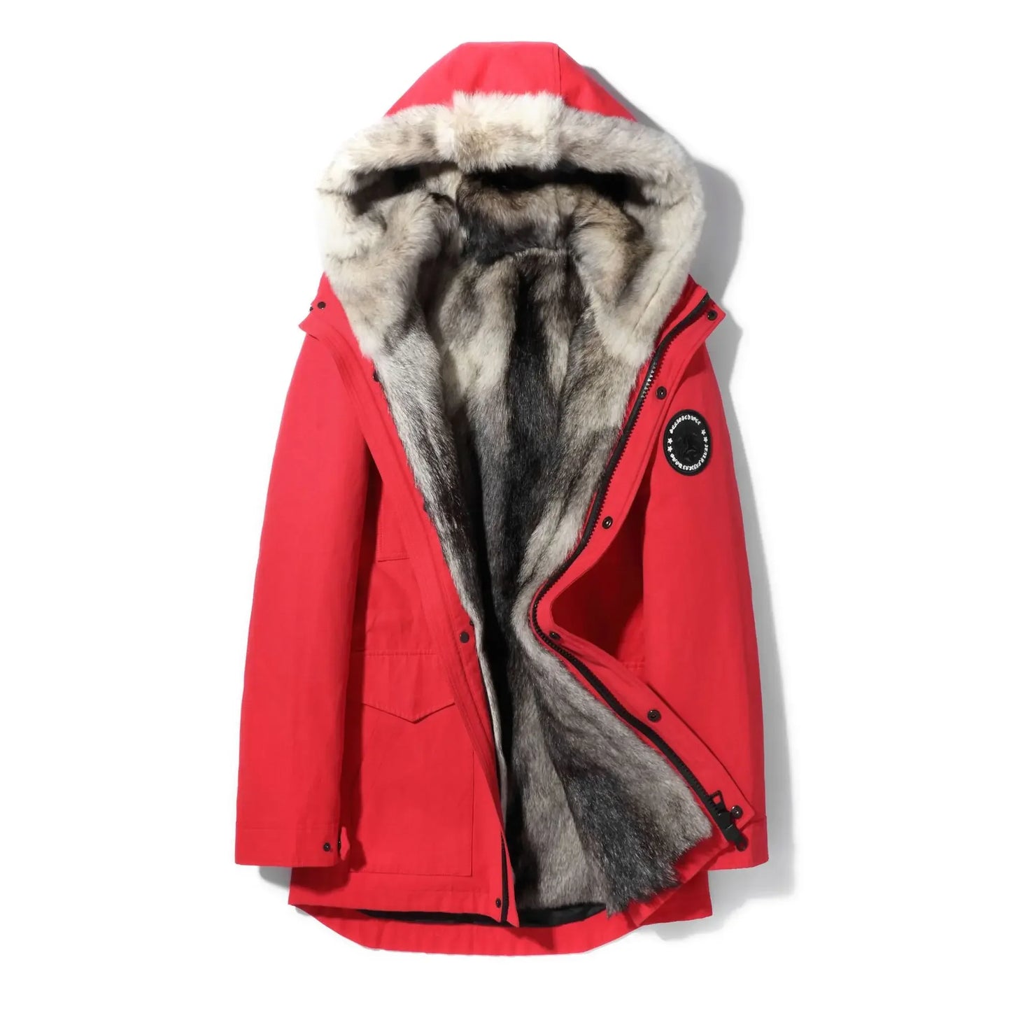 Winter Jacket Men Real Fur Sheepskin Fur Coat Men’s Parka Padded Jacket Skiing Outdoor Thick Medi-long Coat Jaqueta Masculina FC