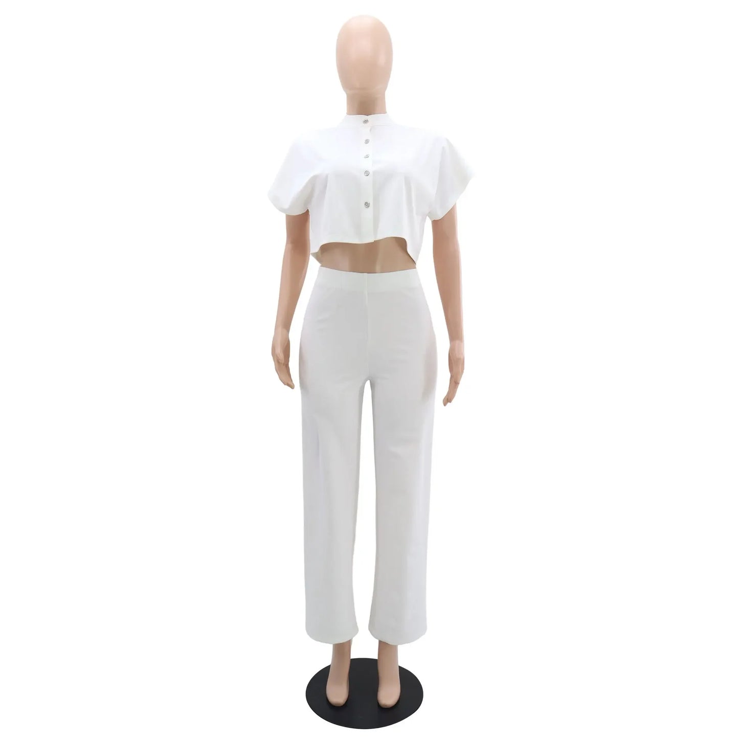 Maxy Street Fashion Women's Set Short Sleeve Shirt and Wide Leg Pants Two 2 Piece Set Outfit Tracksuit