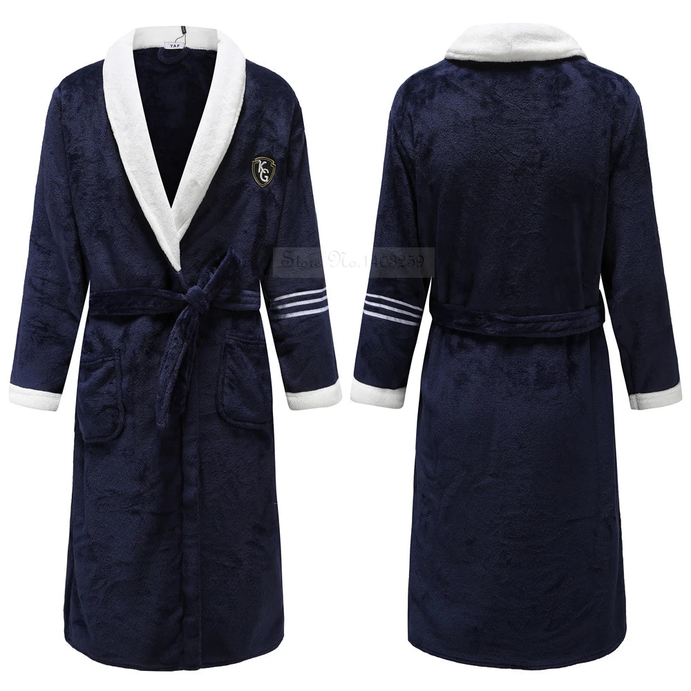 Winter New Female Robe Sleepwear Thickened Coral Fleece Bathrobe Nightgown Warm Loose Flannel Home Dressing Gown Lounge Wear