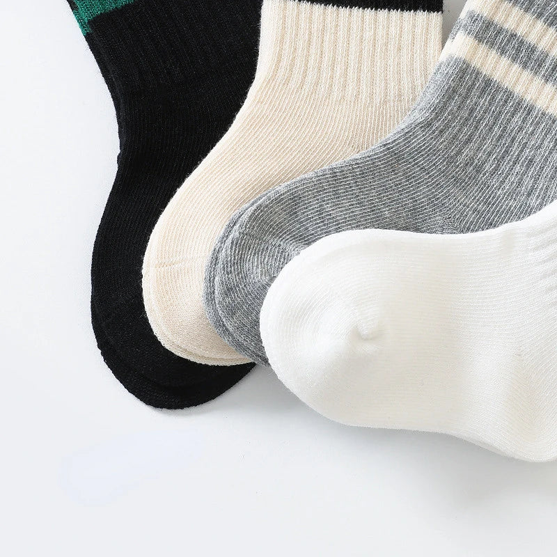 Maxy Children White Black Striped Sport Cotton Soft Tube School Ankle Short Socks for Baby Infant Toddler Kids Boys Girls Clothes