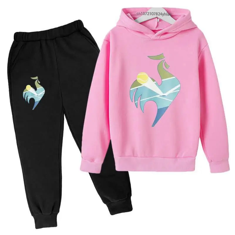 Maxy Kids Hoodie Rooster Sweatshirt Top + Pants 2p Coat Boys Girls Preschool 3-12y Beautiful Girls Sunshine Sports Casual Suit