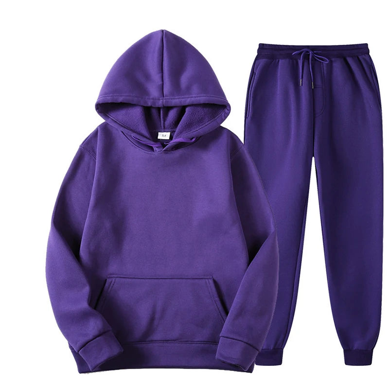 Maxy Oversized Tracksuit Women Suit Fleece Hoodies Casual Sports Set Sweatshirts Pullover Jogging Sweatpants Korean Fashion