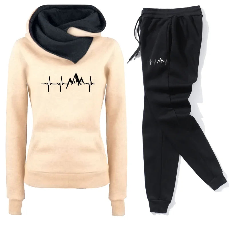 Maxy Daily Autumn Winter Quality Hoodies Women's Tracksuit Casual Print Single Sport Pants Comfort Outdoors Jogging Gym Woman Fashion