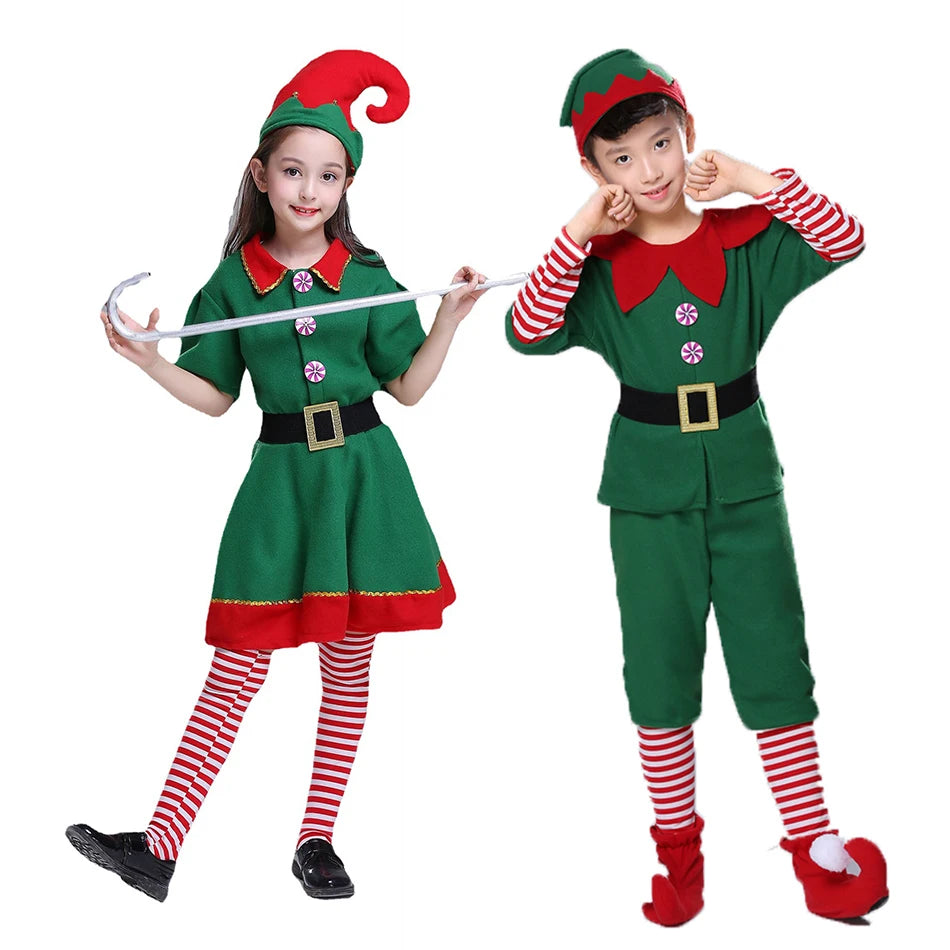 Maxy Boys Girls Christmas Fairy Outfits Kids Christmas Santa Claus Fantasy Costume Children Family Matching Celebration Outfits