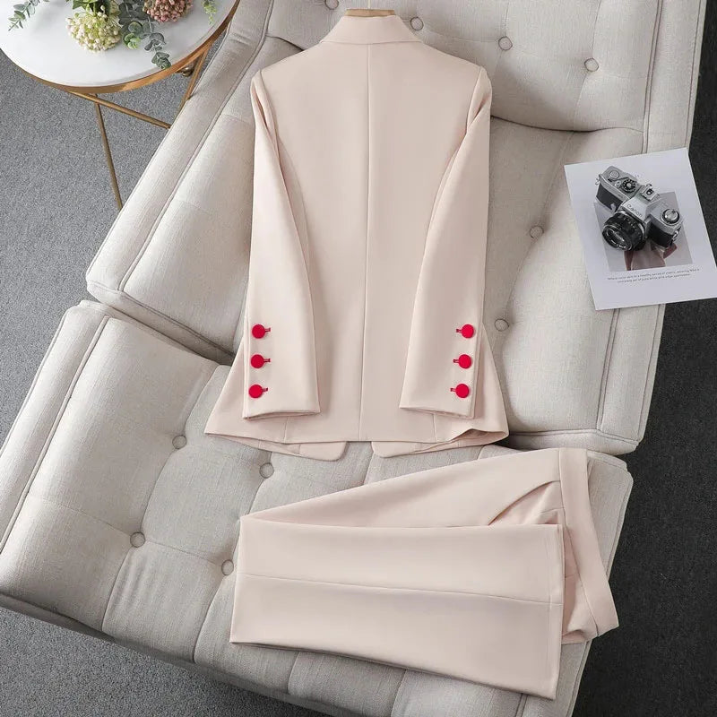 Maxy New Female Suit Jacket Bell Bottoms Two-Piece Suit Autumn Winter Office Women's Clothes Casual Trousers Suits Sets Work Clothes