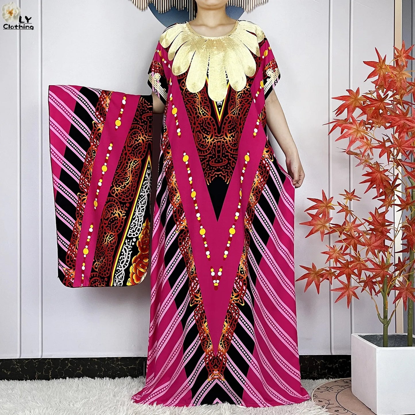 Maxy Summer Short Sleeve Casual Loose Dress New Muslim Women's 100% Cotton African Dashiki Print Maxy Elegant Ladies Dresses